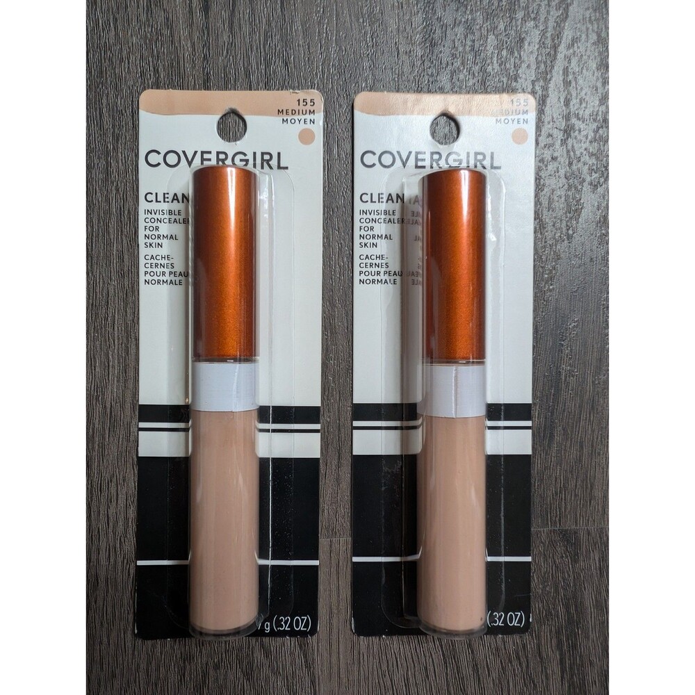2 Covergirl Clean Invisible Concealer 155 Medium New Carded LOT OF 2